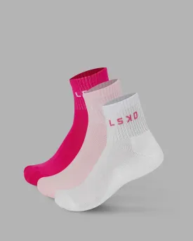 Daily 3 Pack Quarter Socks - Multi Pink