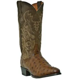 Dan Post Men's Full Quill Saddle Brown Ostrich (DP2323) Western Style Cowboy Boots