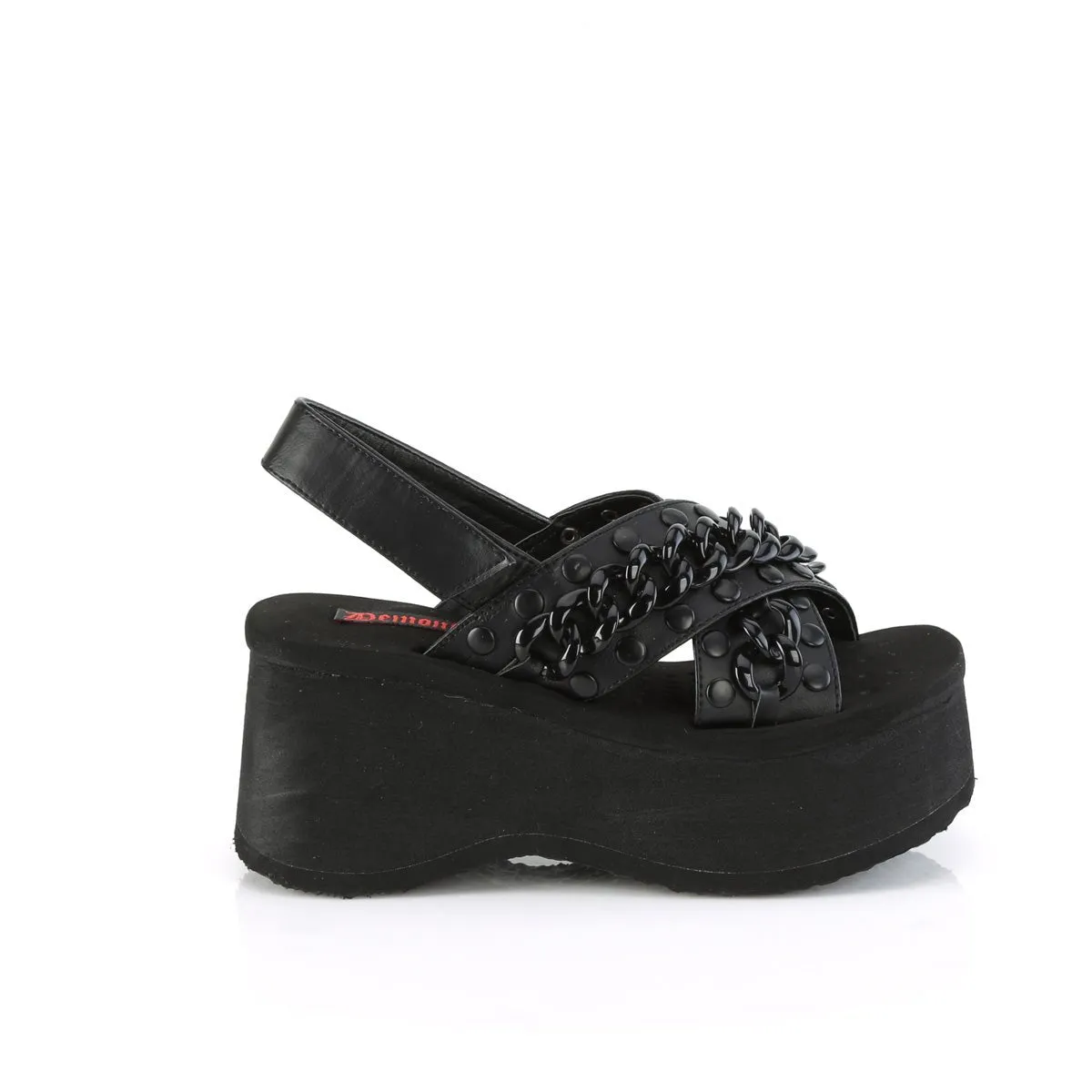 Demonia FUNN-12 | Black Vegan Leather Sandals