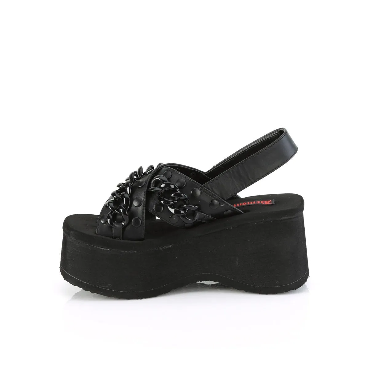 Demonia FUNN-12 | Black Vegan Leather Sandals