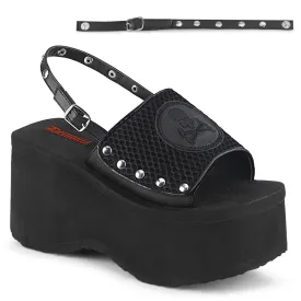 Demonia FUNN-32 | Black Fishnet & Vegan Leather Sandals