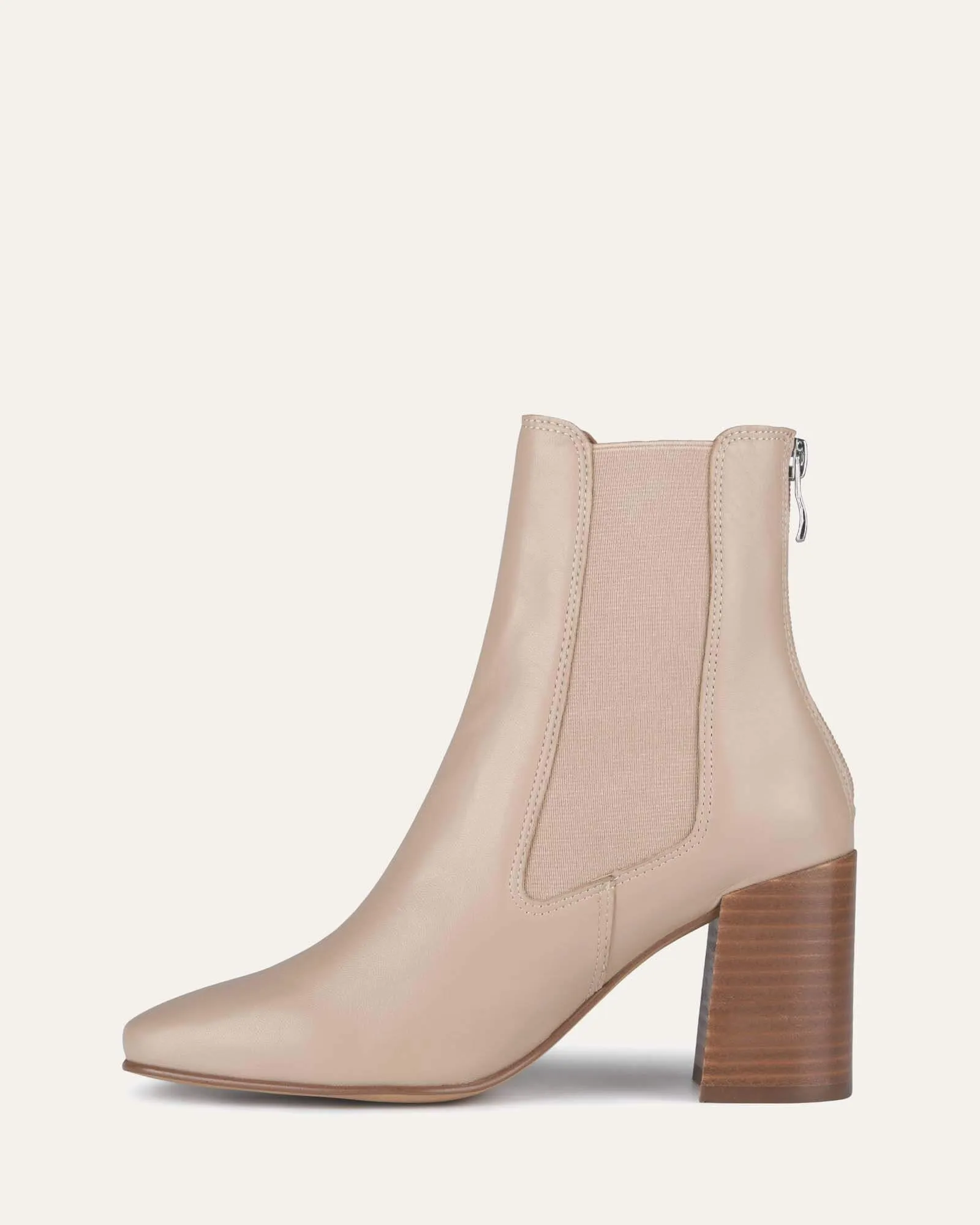 DIAMOND MID ANKLE BOOTS BEIGE LEATHER