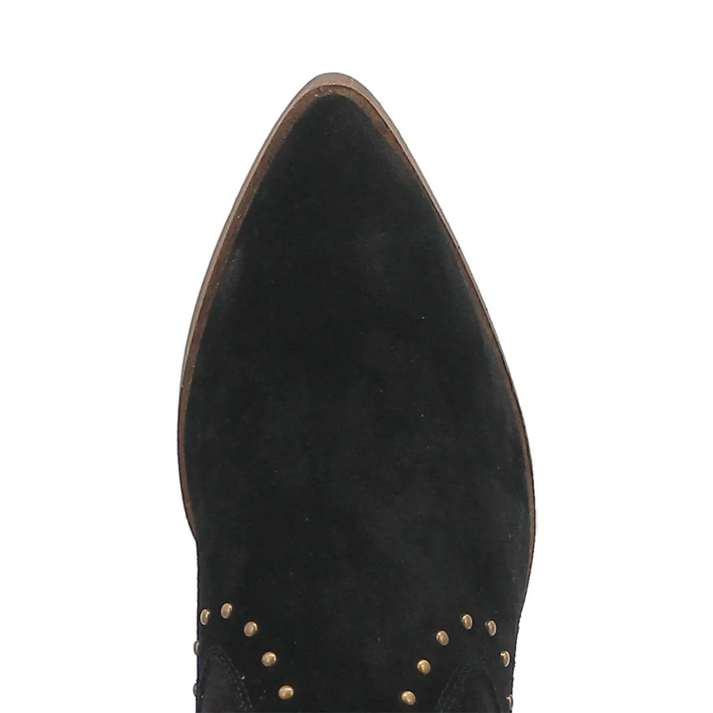 Dingo Miss Priss Black Zipper Snip Toe Suede Leather Ankle Boot