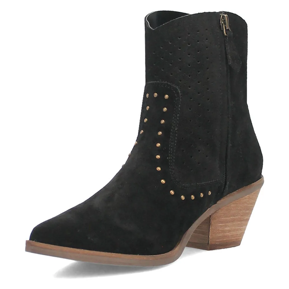 Dingo Miss Priss Black Zipper Snip Toe Suede Leather Ankle Boot