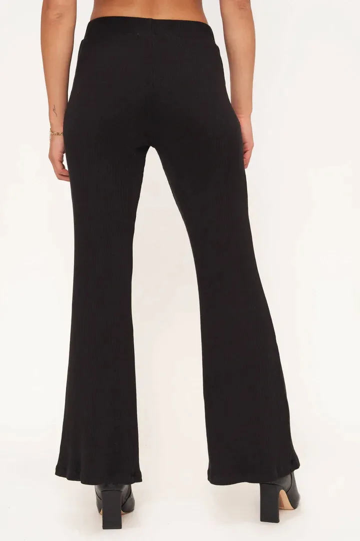 Dylan Front Slit Ribbed Pant I Black