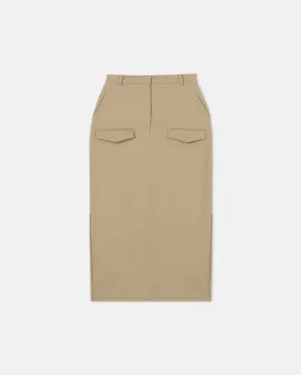 Edena - Cavalry -Twill Midi Skirt - Pebble