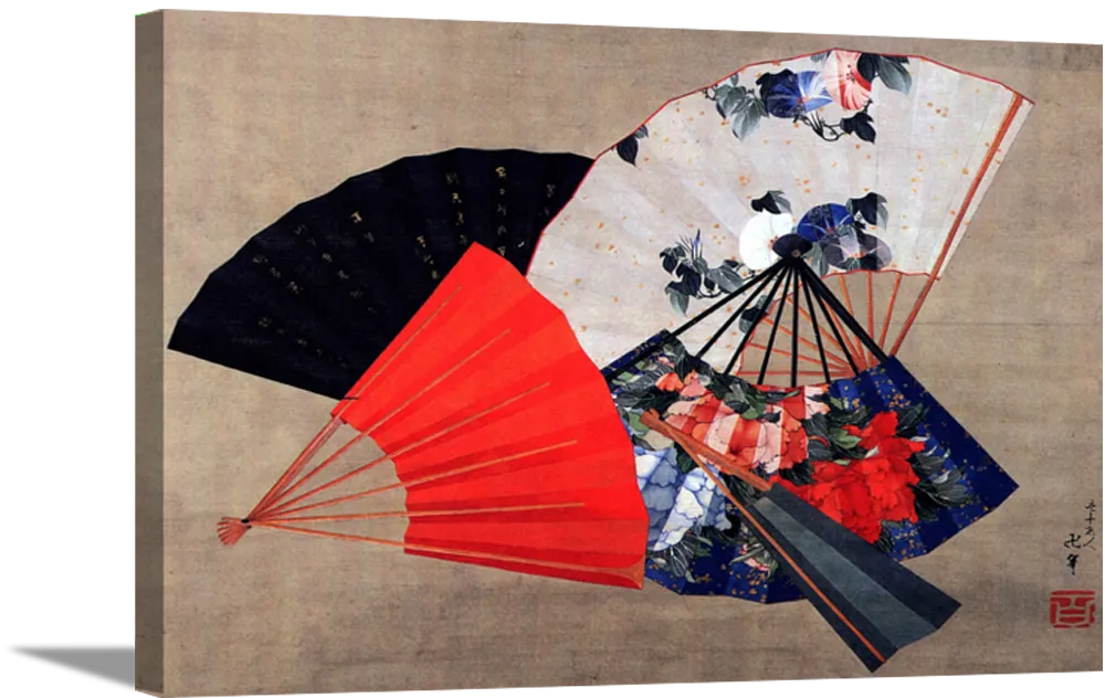 Five Fans | Katsushika Hokusai Masters Classic Art in Gallery Wrapped Canvas | Various Sizes