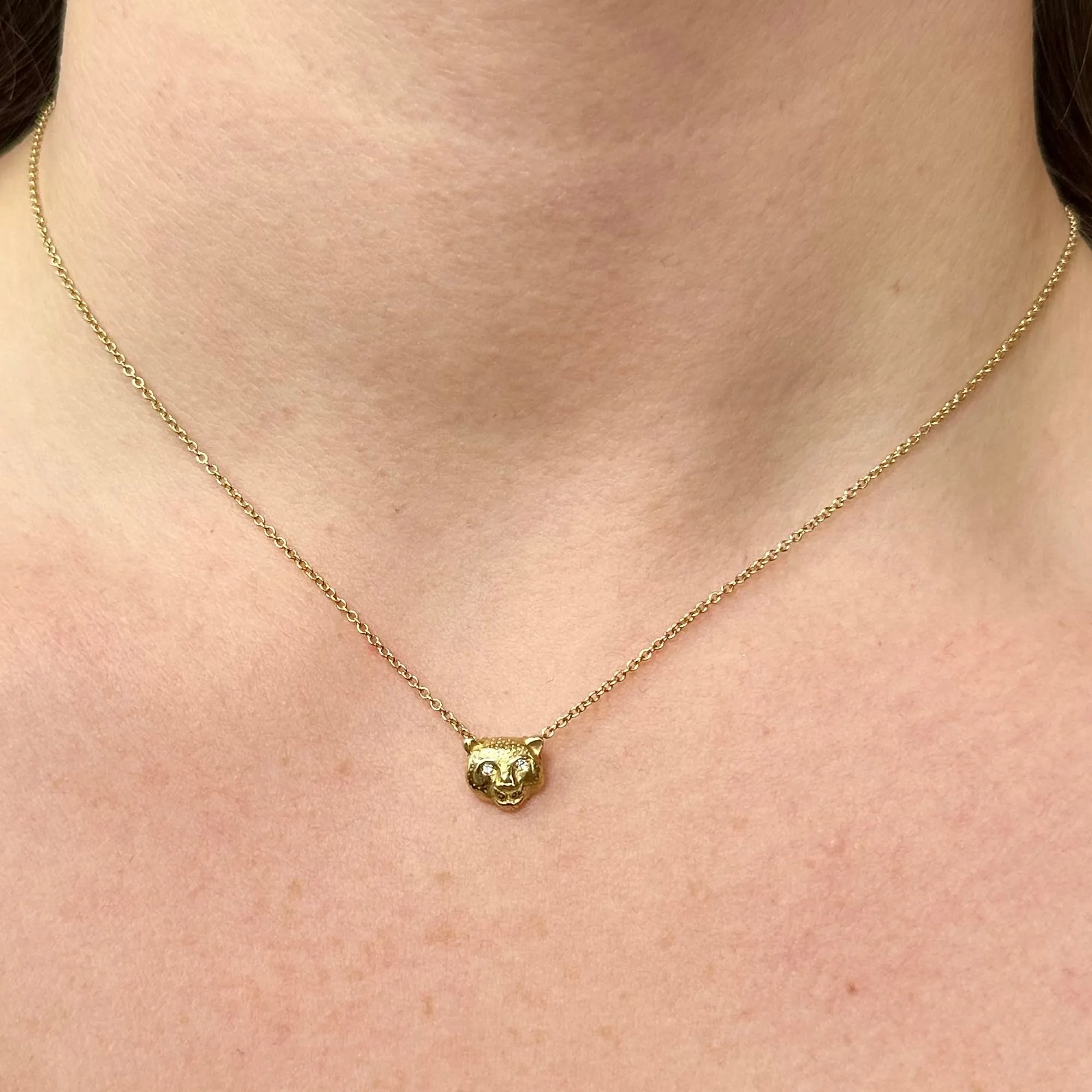 Gold & Diamond Snow Leopard Trapeze Necklace