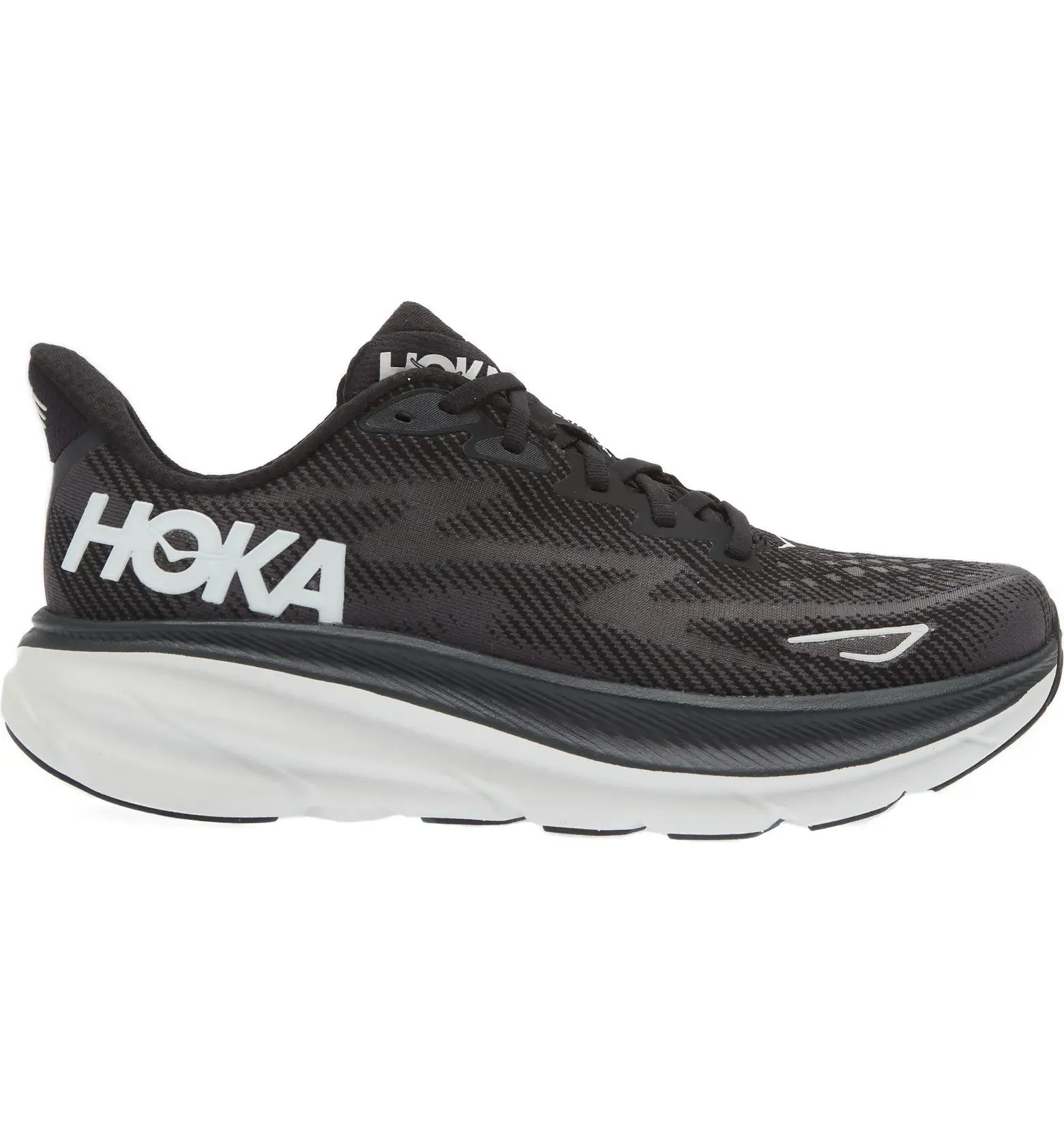 HOKA CLIFTON 9 MENS BLACK/WHITE