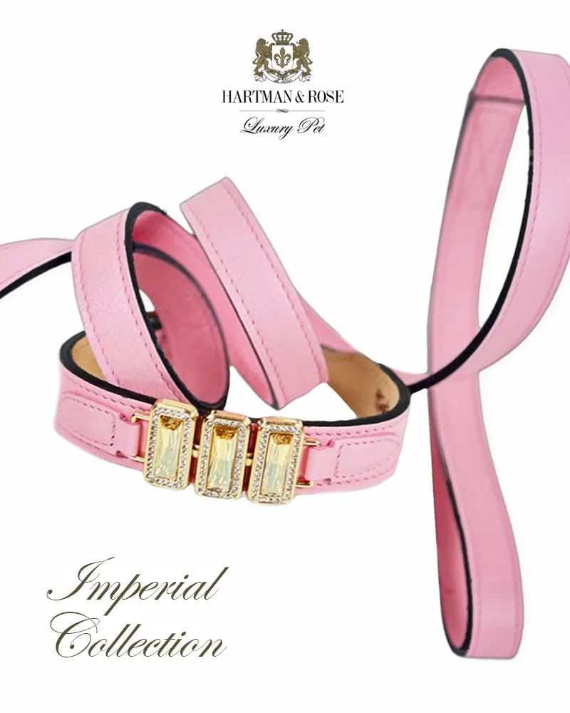 Imperial Dog Leash in Sweet Pink, Golden Shadow & Gold