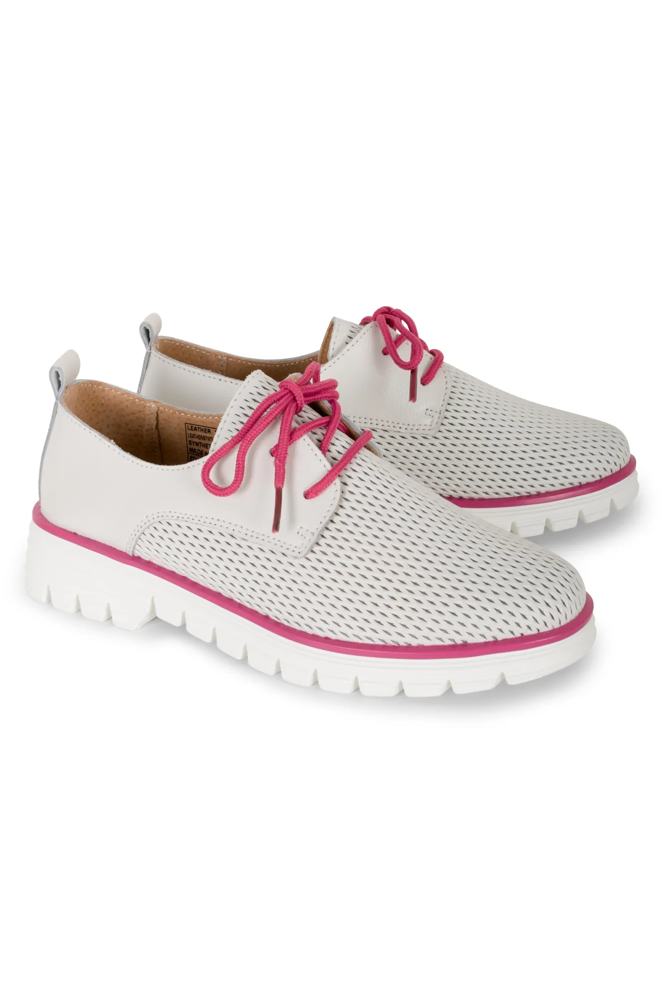 Lace up Leather Shoe | WHITE/PINK | CINTY AB