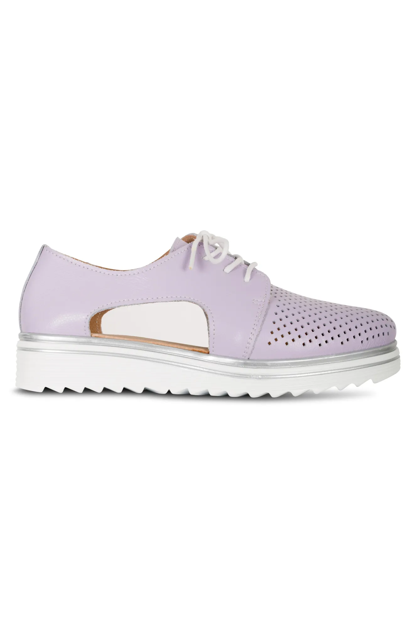 Leather Lace up Shoe with cut outs | LILAC | COLLETTA AB