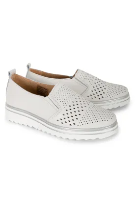 Leather Slip on Shoe | WHITE | CHONTEL AB