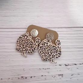 Leopard Turkey Dangle Post Earrings