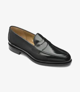 Premium Black Polished Calf Leather Imperial Loafers for Men by LOAKE