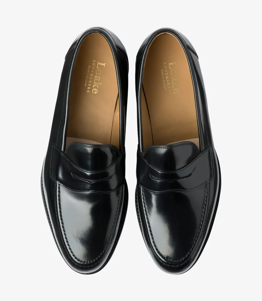 Premium Black Polished Calf Leather Imperial Loafers for Men by LOAKE