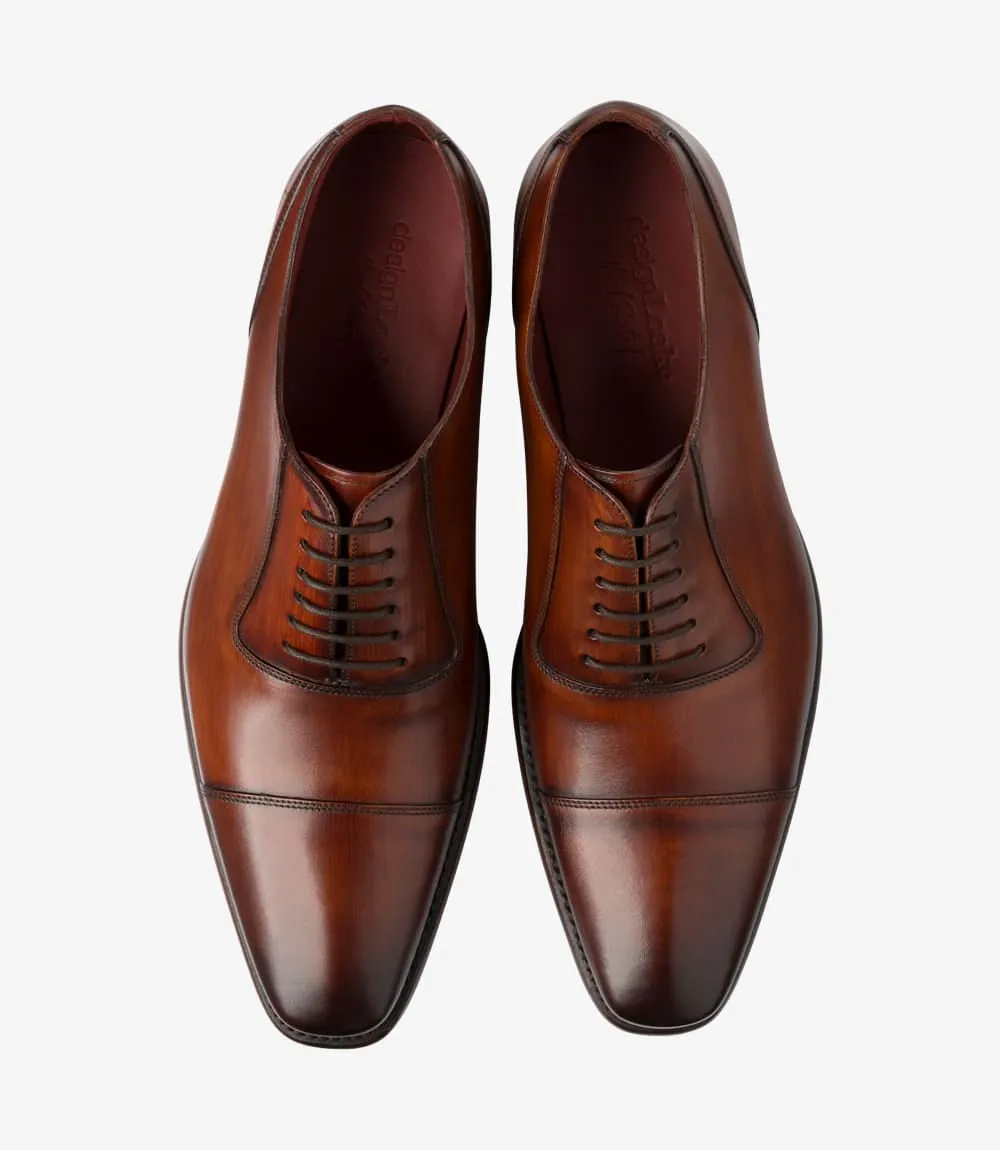 LOAKE LARCH toe-cap Oxford Shoe - Brush Painted Chestnut Calf