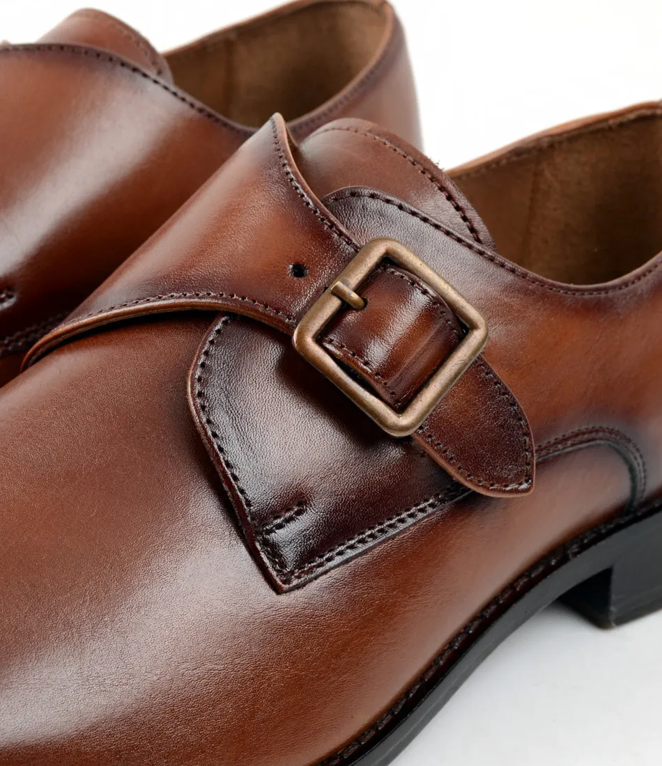 Medallion Toe Single Monk - Cognac