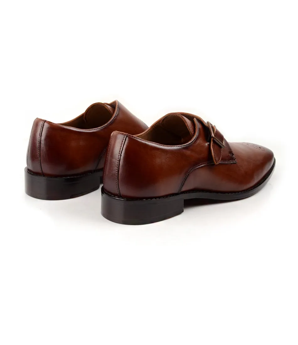 Medallion Toe Single Monk - Cognac