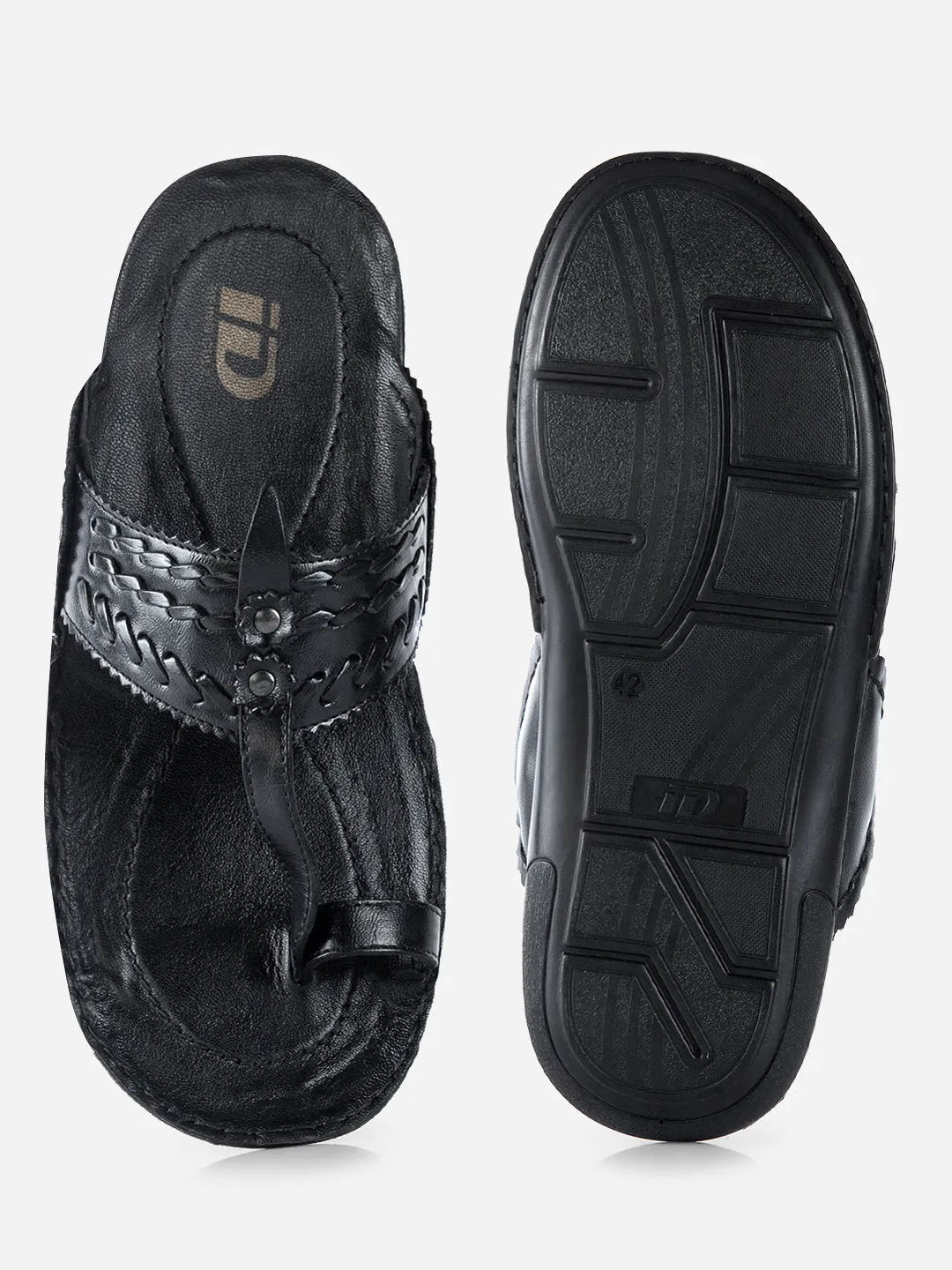 Men's Black Kolapuri Style Ethnic Slipper (ID4068)