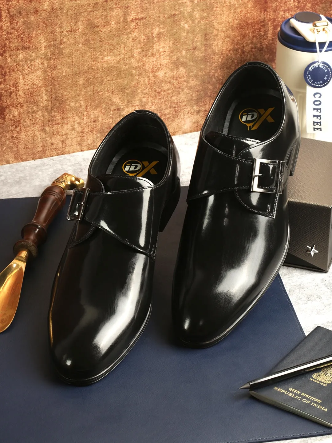 Men's Black Round Toe Monk Formal (IX1081)