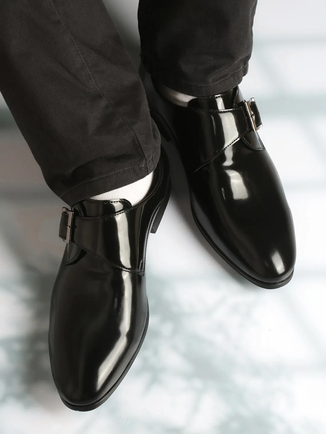 Men's Black Round Toe Monk Formal (IX1081)