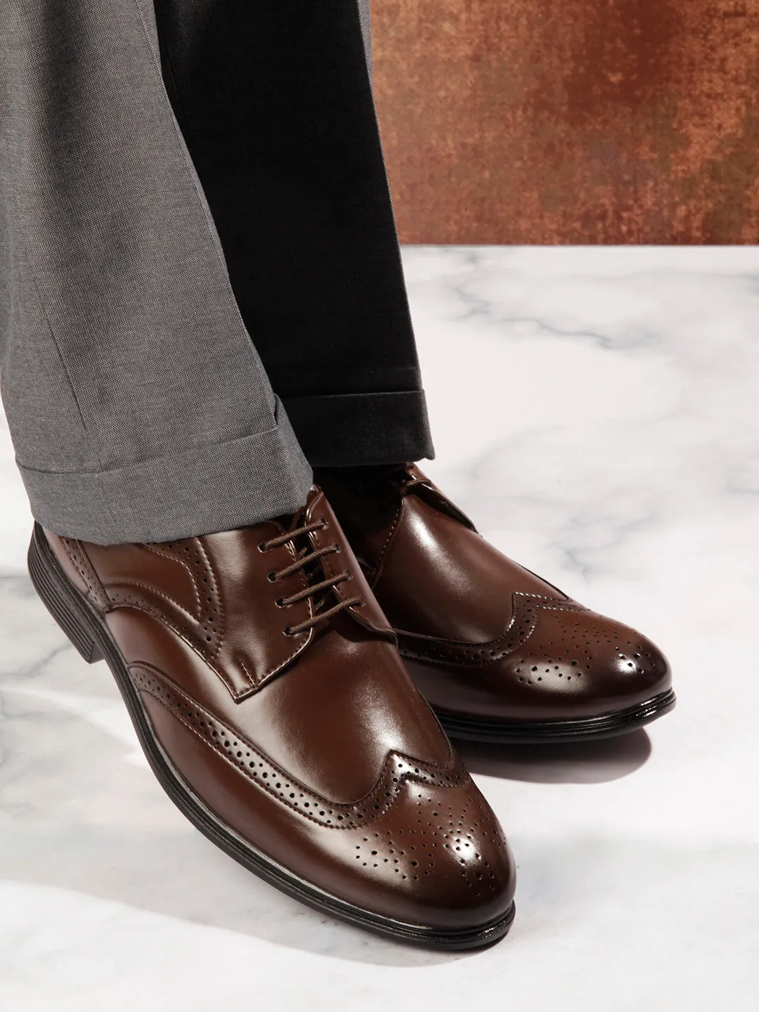 Men's Brown Regular Toe Lace Up Formal (IX1079)