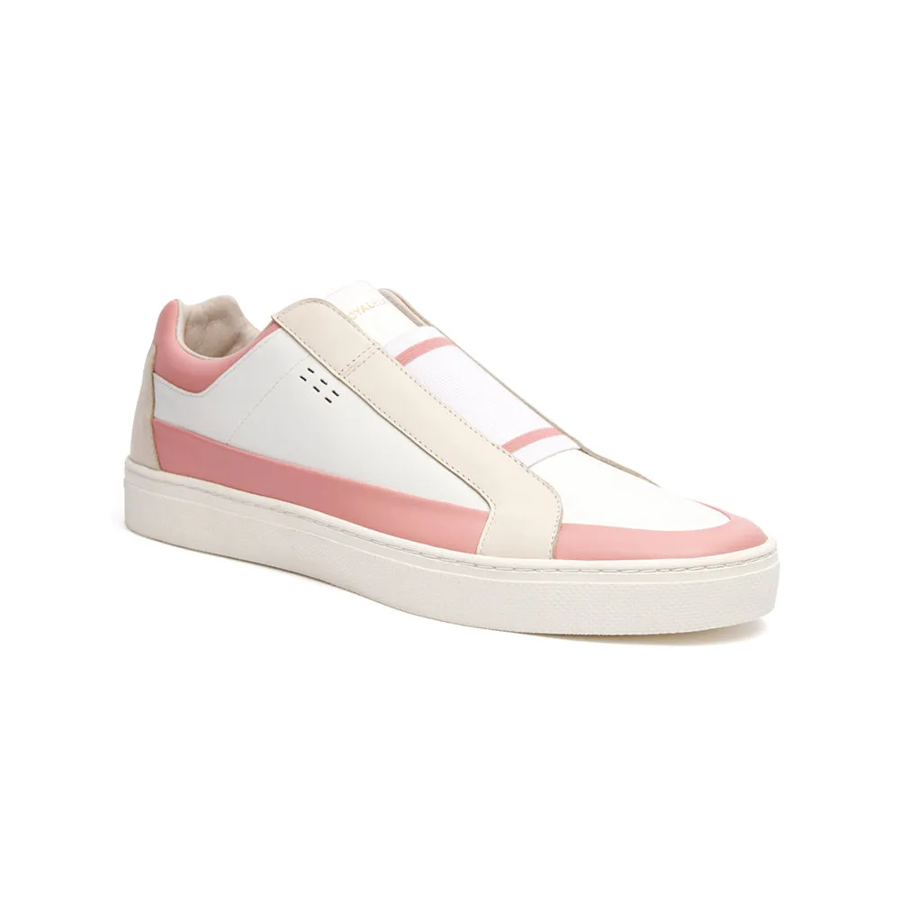 Men's King White Pink Leather Sneakers 04292-010