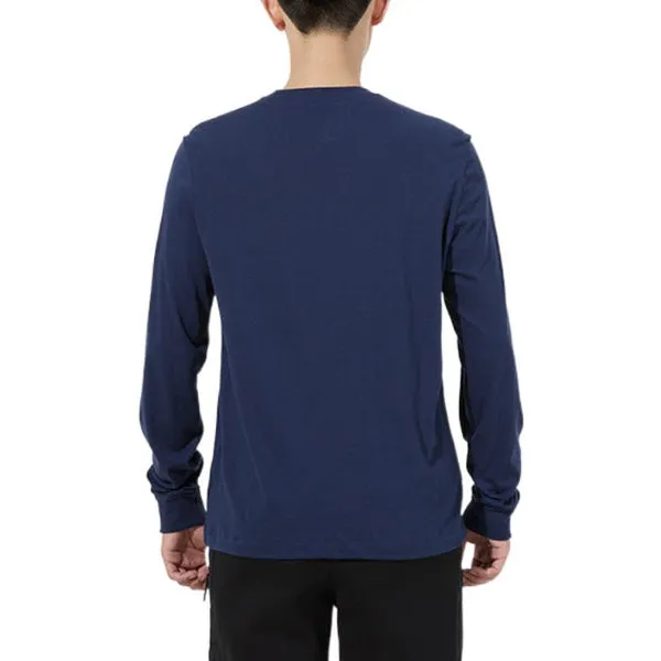 Men's Nike Embroidered Logo Solid Color Sports Running Long Sleeves Blue T-Shirt, Multicolor