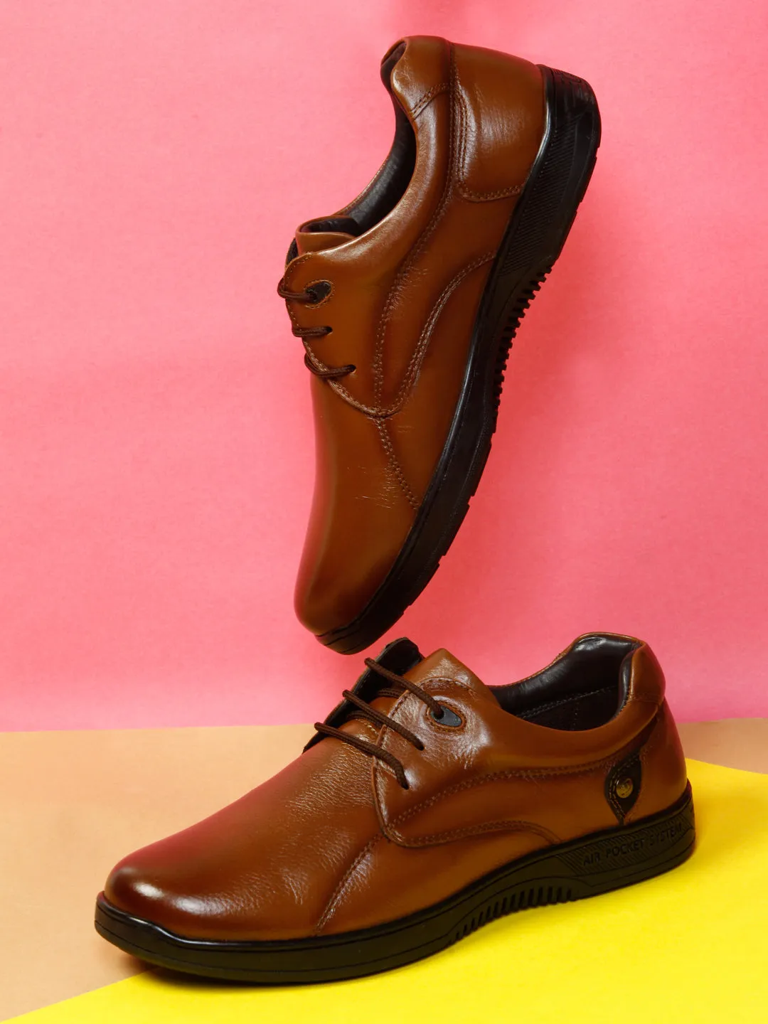 Men's Tan Round Toe Lace Up Semi Formal (ID2167)