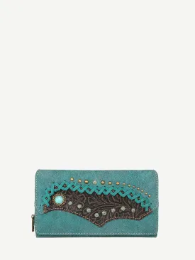 Montana West Criss-cross Stitch Embossed Floral Wallet