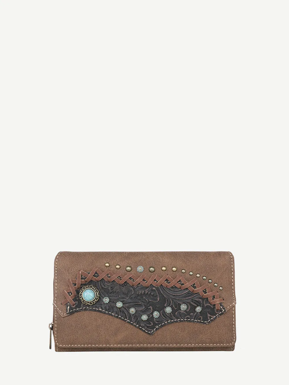 Montana West Criss-cross Stitch Embossed Floral Wallet