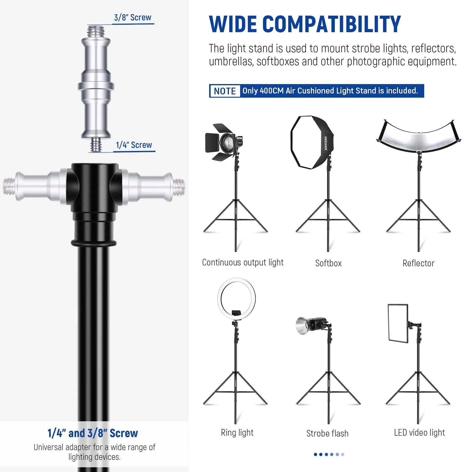 NEEWER 13ft/400cm Air Cushioned Light Stand