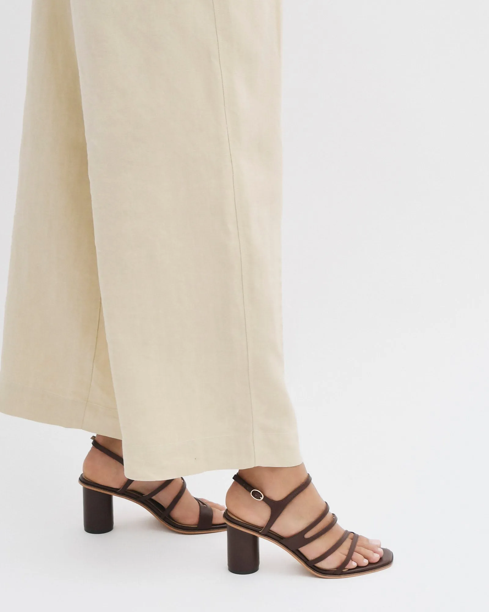 NOBU HIGH HEEL SANDALS COCOA BROWN LEATHER