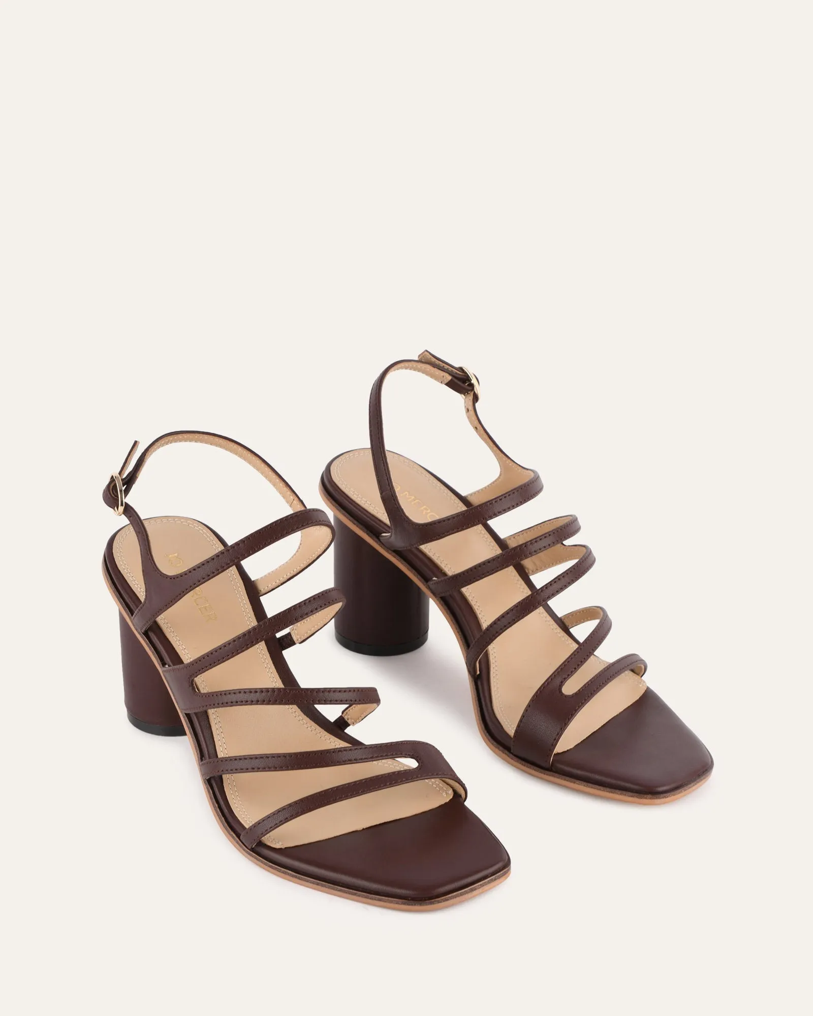 NOBU HIGH HEEL SANDALS COCOA BROWN LEATHER