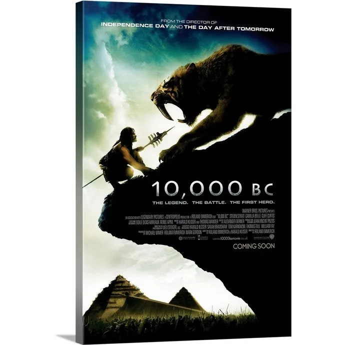 "10,000 B.C. - Movie Poster - UK" Canvas Wall Art