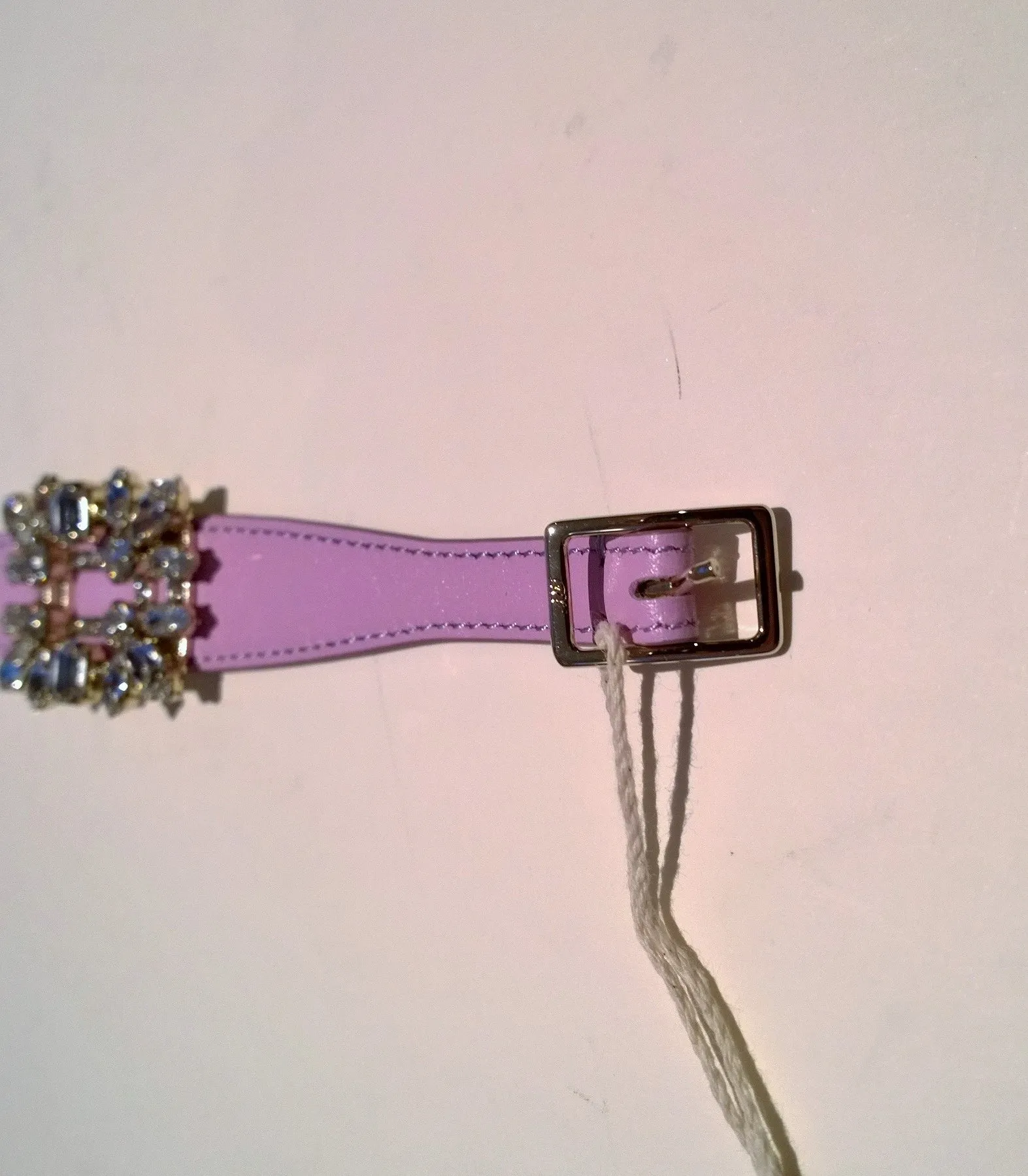 Roger Vivier Broche Vivier Lilac Leather Rhinestone Buckle Bracelet Pink