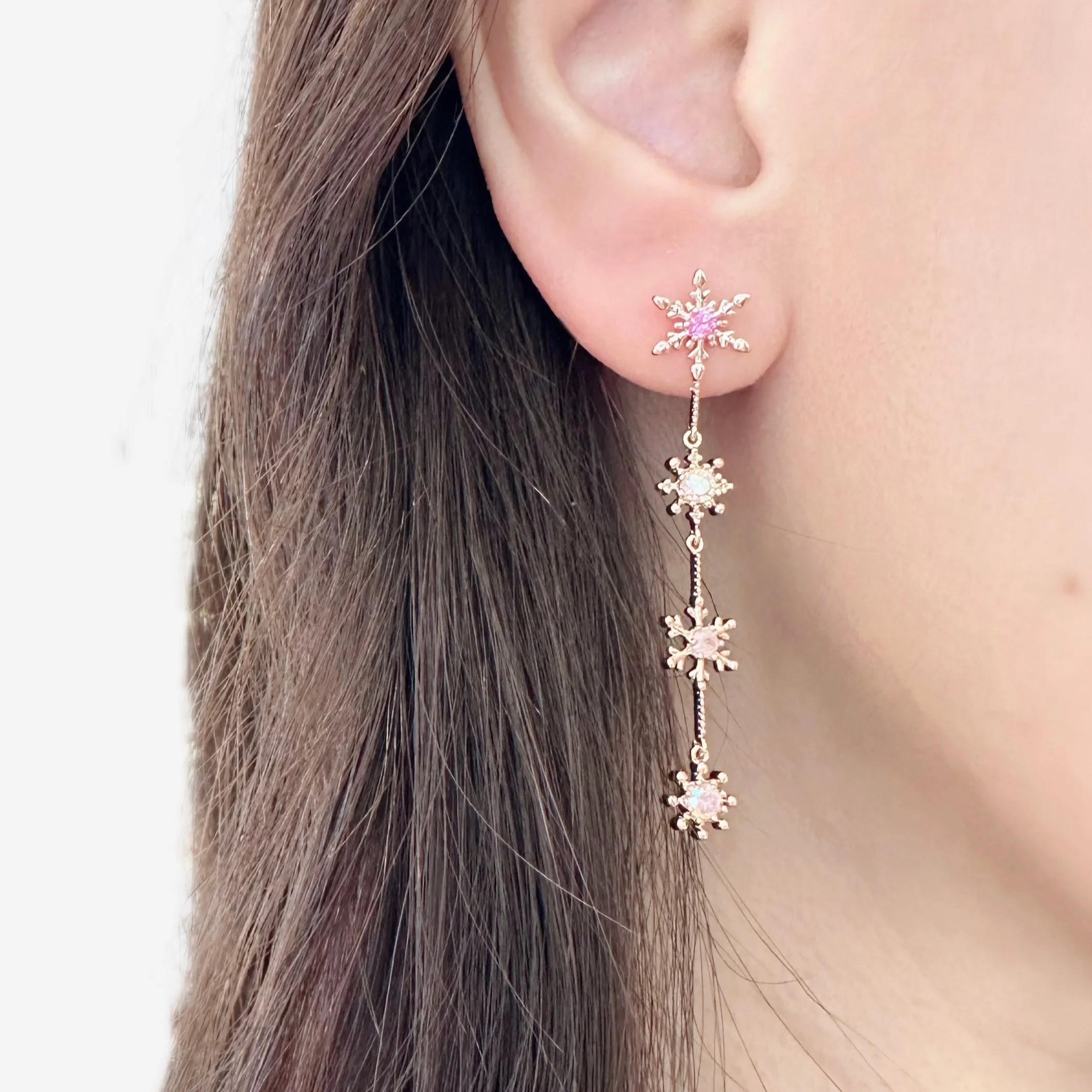 Rose Gold Mystic Snow Earrings