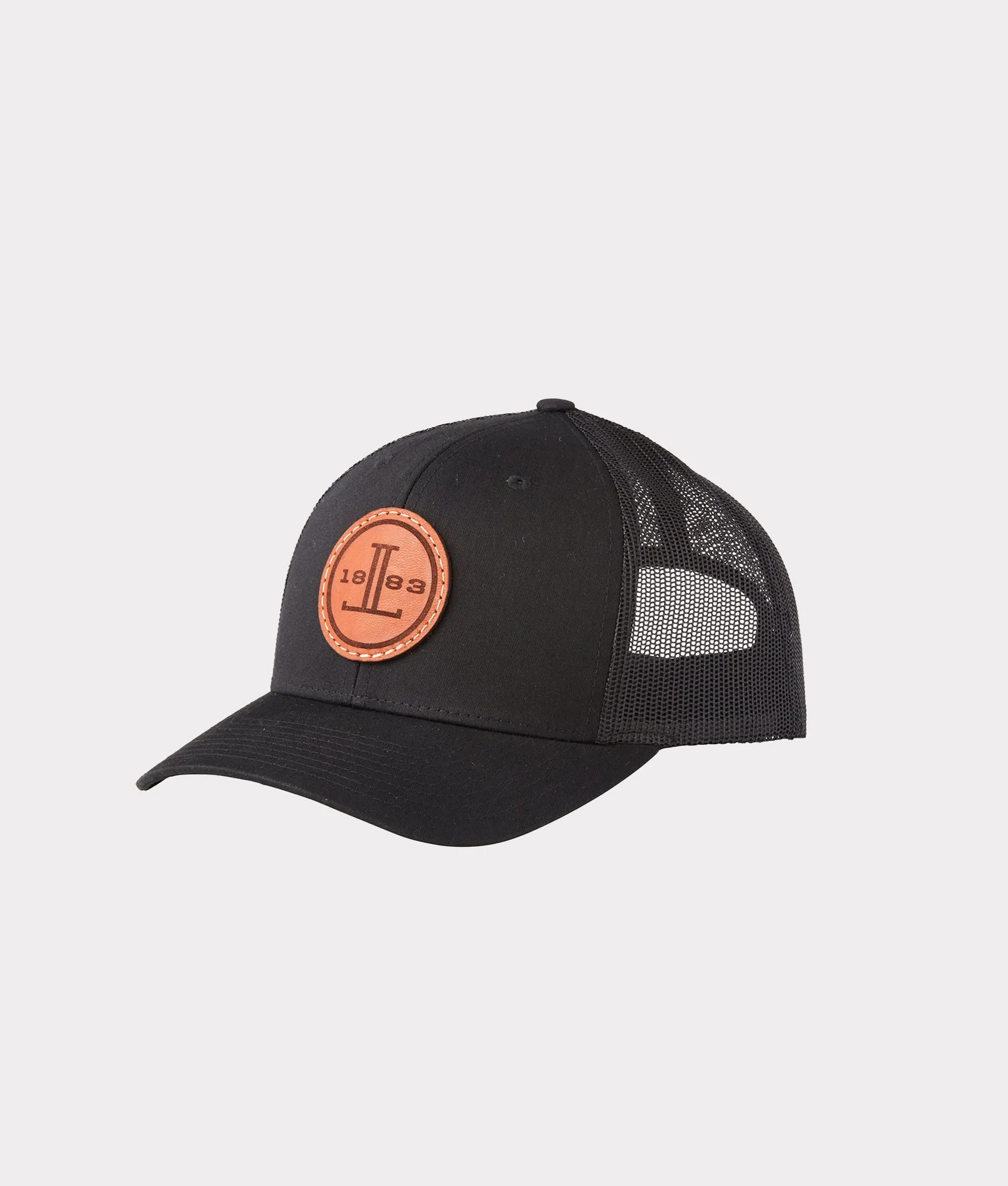 Round Leather Patch Cap :: Black