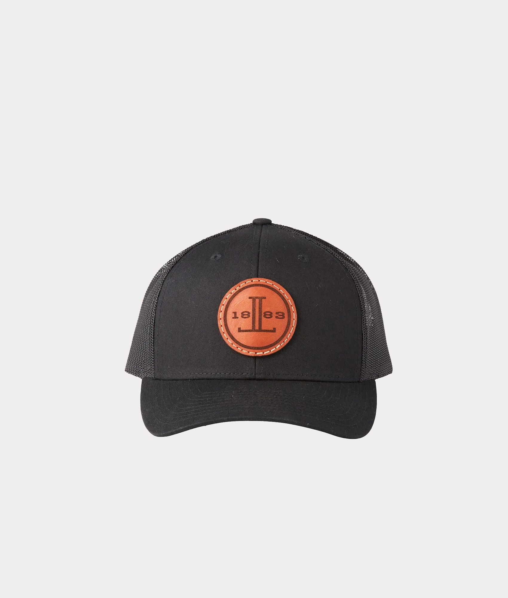 Round Leather Patch Cap :: Black