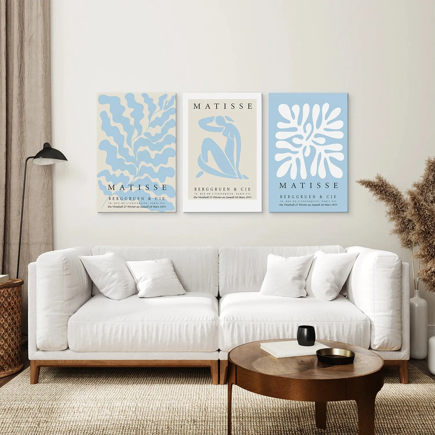 Set of 3 Blue and Beige Henri Matisse Prints