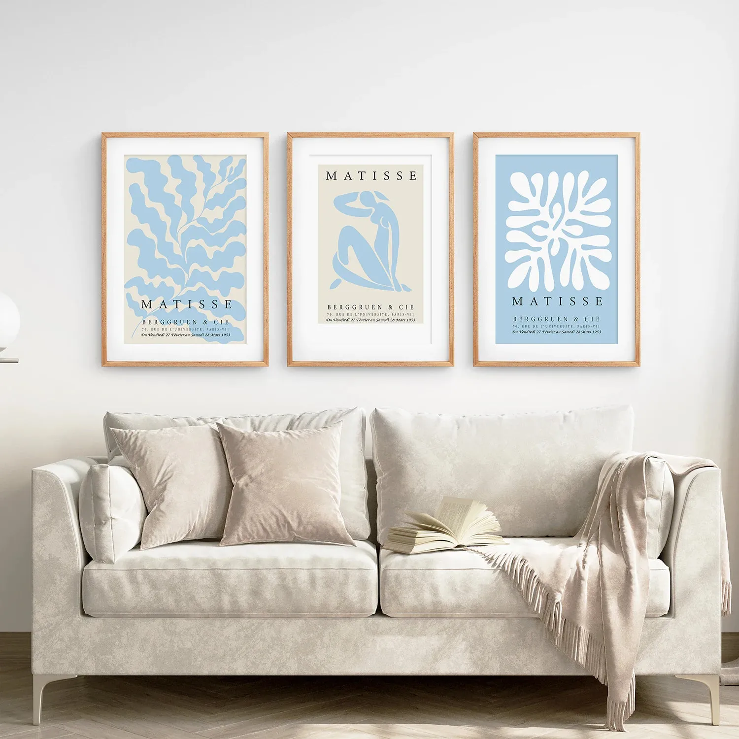 Set of 3 Blue and Beige Henri Matisse Prints