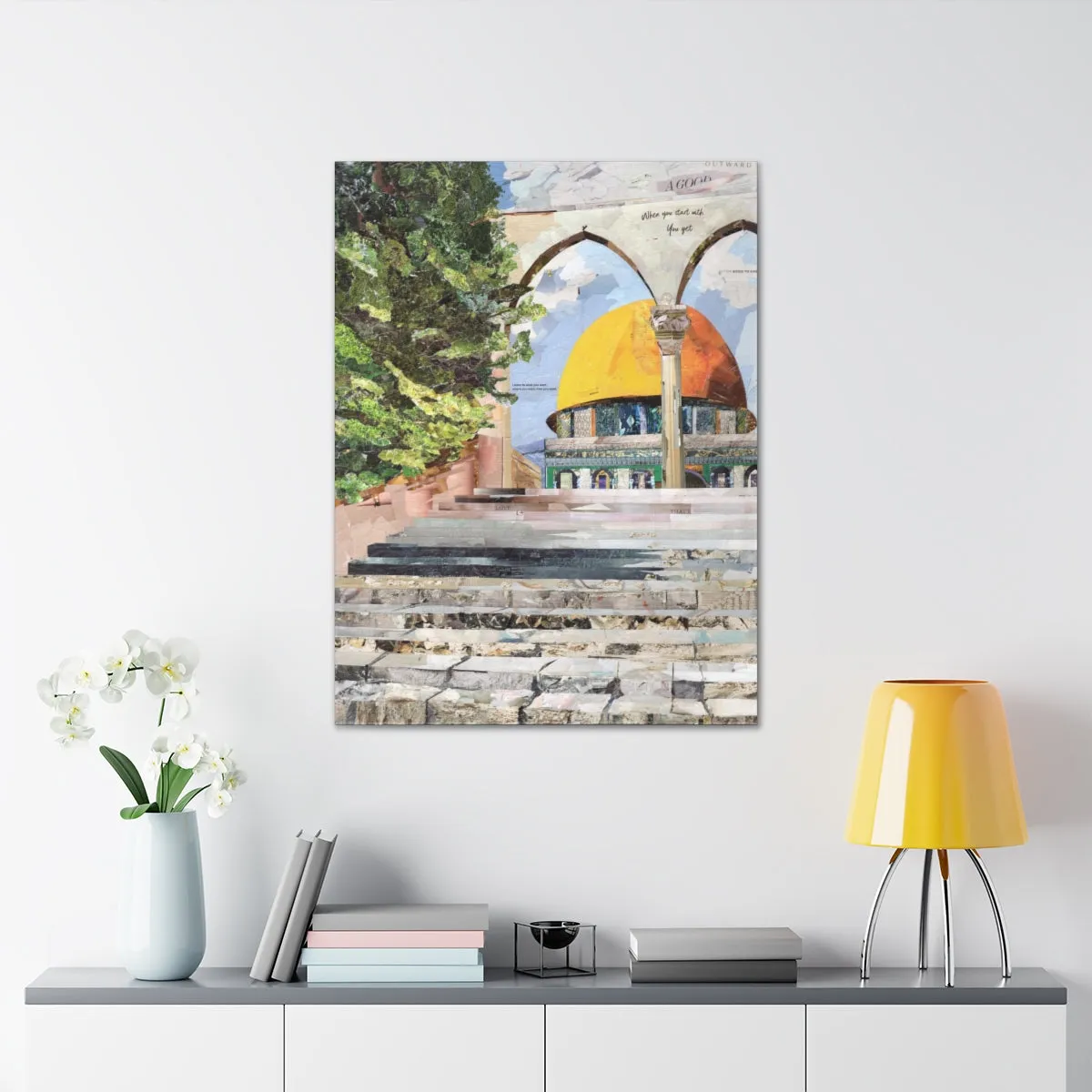 Stairway to Dome of the Rock, Quality Canvas Wall Art Print, Ready to Hang Wall Art Home Decor