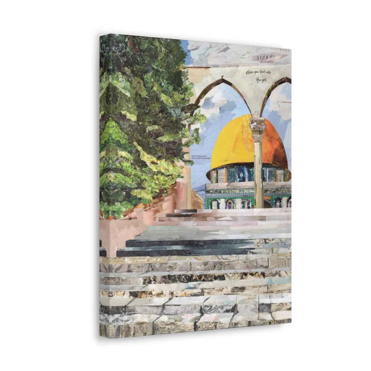 Stairway to Dome of the Rock, Quality Canvas Wall Art Print, Ready to Hang Wall Art Home Decor