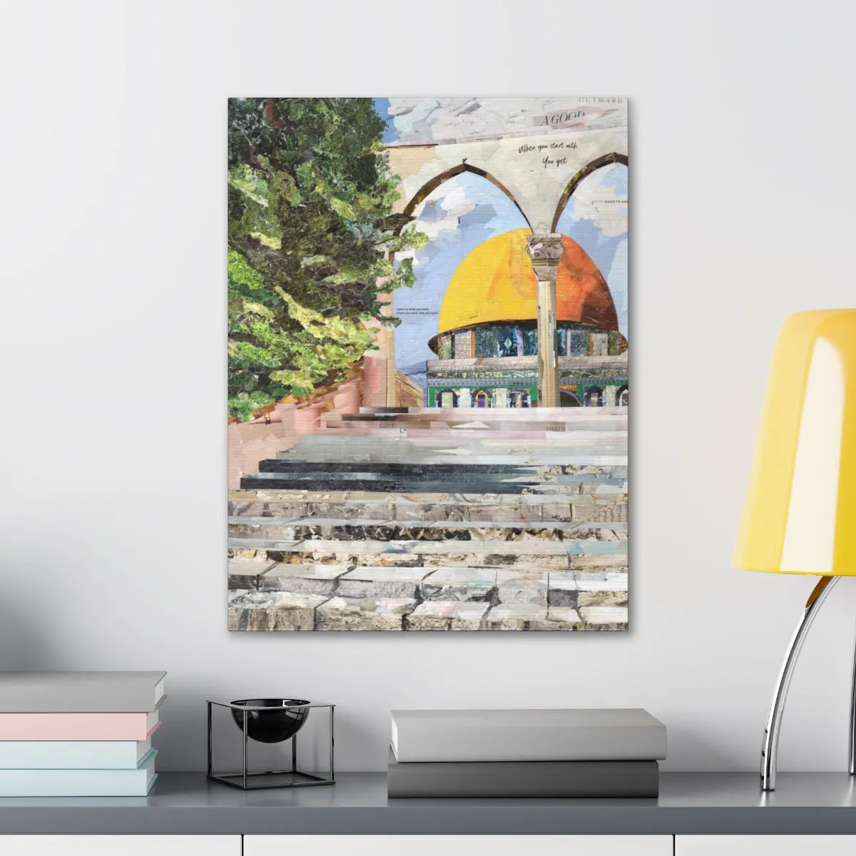 Stairway to Dome of the Rock, Quality Canvas Wall Art Print, Ready to Hang Wall Art Home Decor