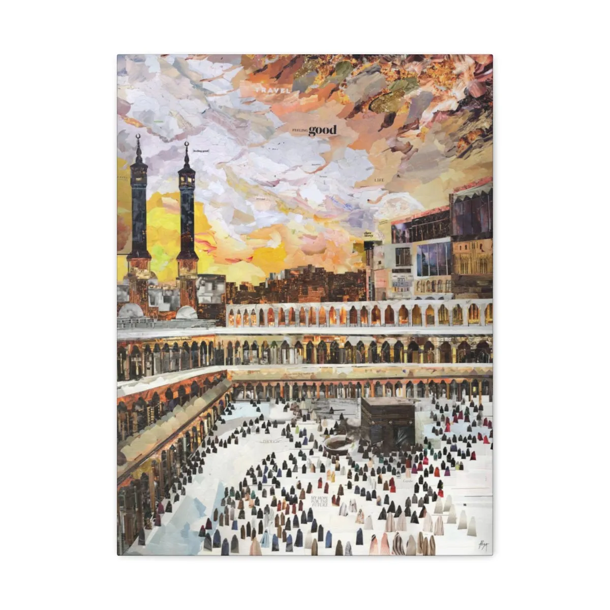 Sunset in Makkah, Quality Canvas Wall Art Print, Ready to Hang Wall Art Home Decor