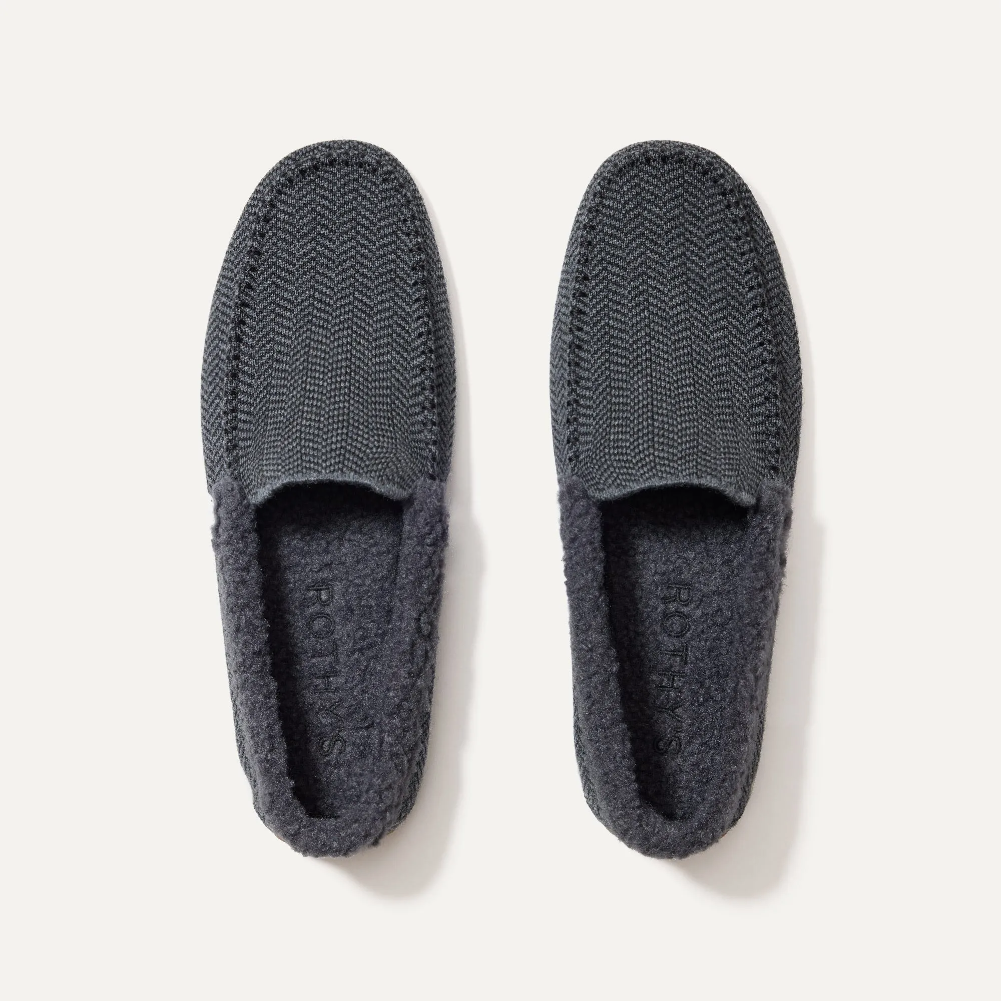 The Men's Slipper - Charcoal Herringbone