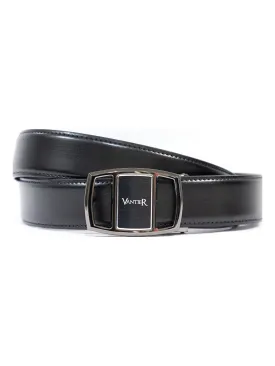 Vantier Luxury Black Belt, Gun Metal Buckle A5