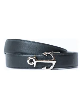 Vantier Luxury Black Belt, Silver Arrow Buckle A4