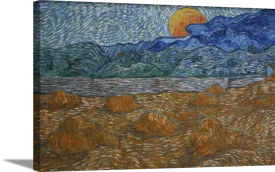 Wheat Sheaves and Rising Moon | Vincent Van Gogh Masters Classic Art in Gallery Wrapped Canvas | Various Sizes